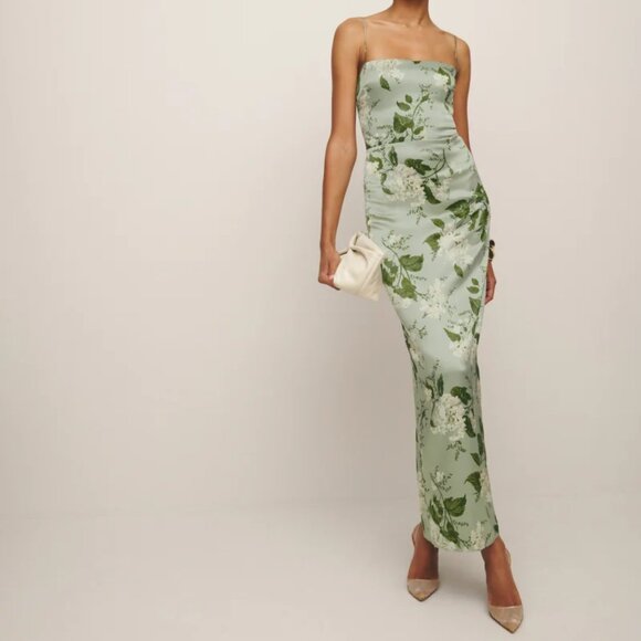 Reformation Frankie Silk Dress | Tea Garden | Silk | SALE | NEW | size 4 - Picture 1 of 7